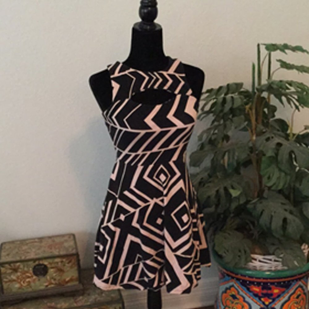 Print Cutout Fit & Flare Dress